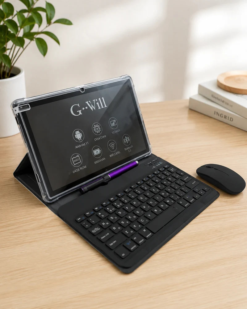 G-Vill - G2000 Android Tablet featuring an octa-core processor, Android 13, Dual SIM support, and a large 8000mAh battery.