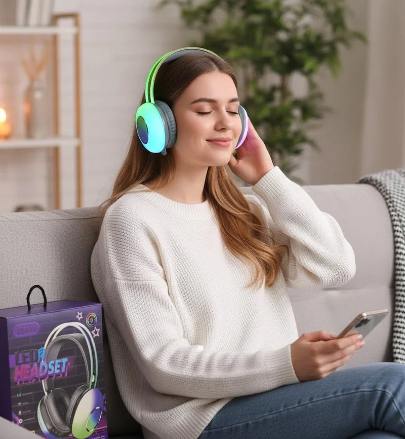 LED Wireless Headset – Hi-Fi Stereo Sound with RGB Lighting  OVERVIEW