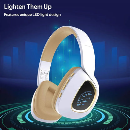 Flashing Wireless Headphones with LED Speedometer Display  OVERVIEW