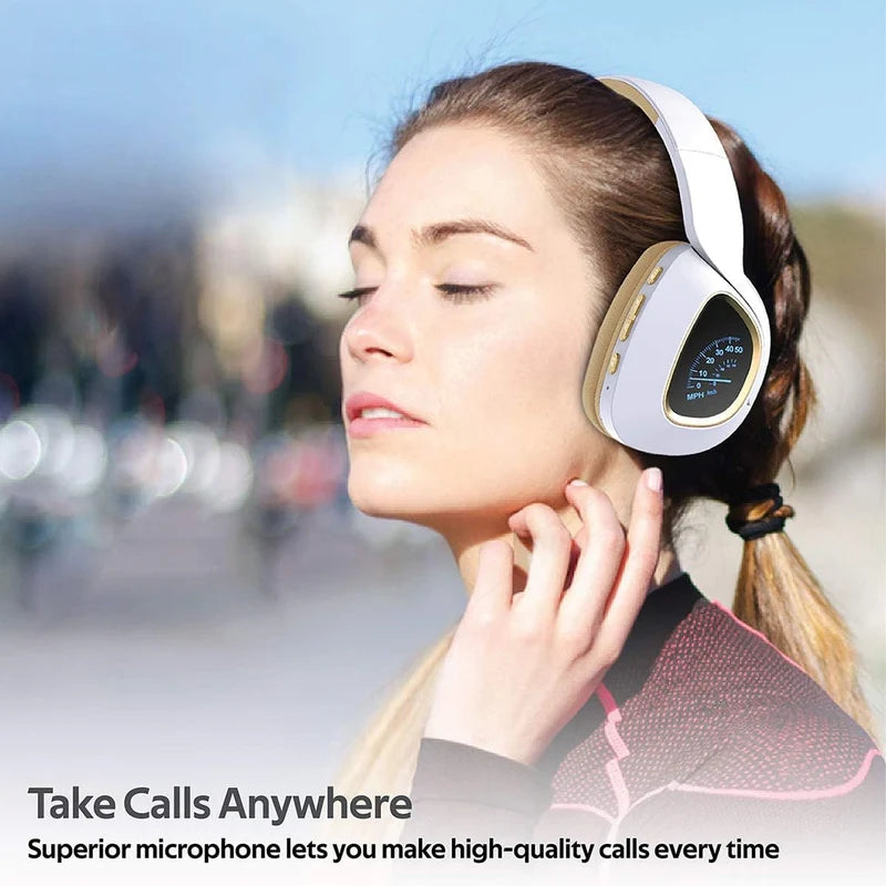 Flashing Wireless Headphones with LED Speedometer Display  OVERVIEW